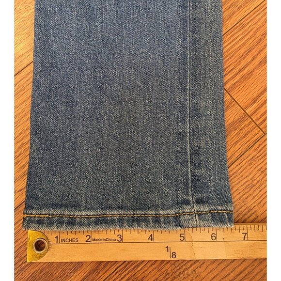 Levi's Wedgie Straight Leg Jeans Womens Sz 25 Dark Wash Distressed Button Fly - Picture 6 of 11